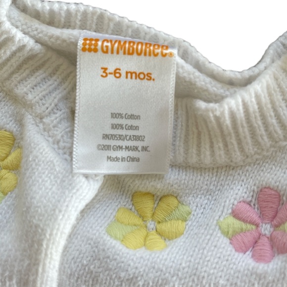 GYMBOREE | Floral Embroidered Vintage Style Button Down Sweater - Picture 3 of 6